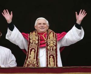 Pope Benedict XVI greets the crowd